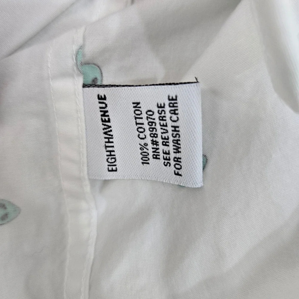 Alien Print Short Sleeve Button Down Shirt White Green Space Theme Top - Picture 8 of 8
